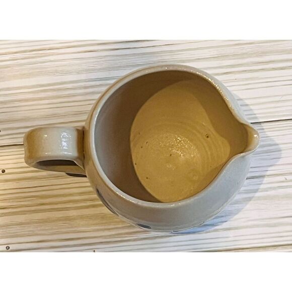 Williamsburg Salt Glazed Small Pitcher Creamer Shiny Blue Flower Tiles - Picture 3 of 6